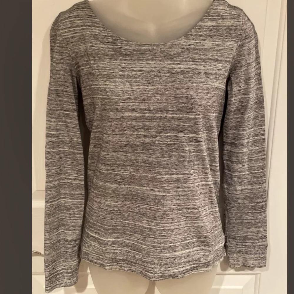 J CREW GRAY HEATHERED BACK ZIP LS TOP SZ XXS EUC